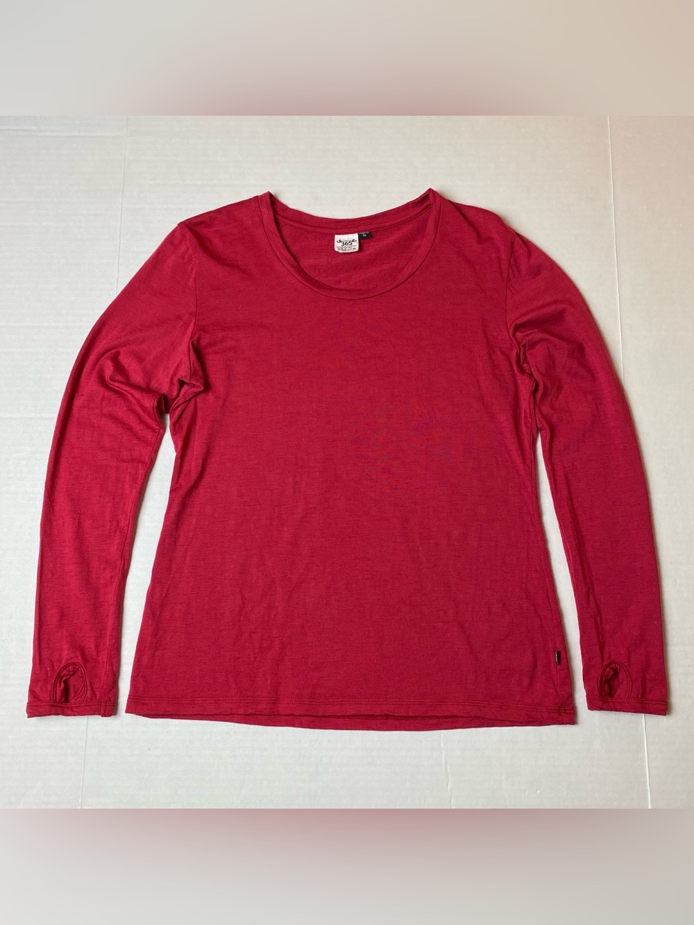 Merino365 100% Merino Wool Long Sleeve Shirt Womens Medium Red Base Layer Top